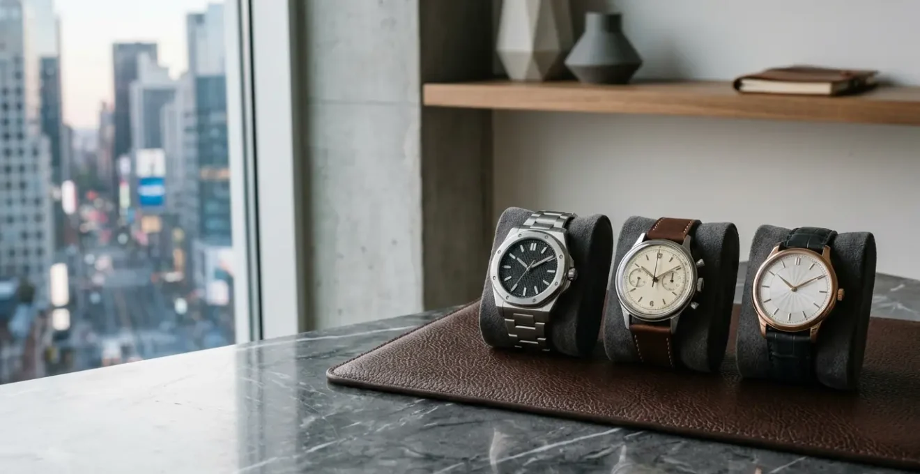 Professional watch collection display showcasing value retention watches