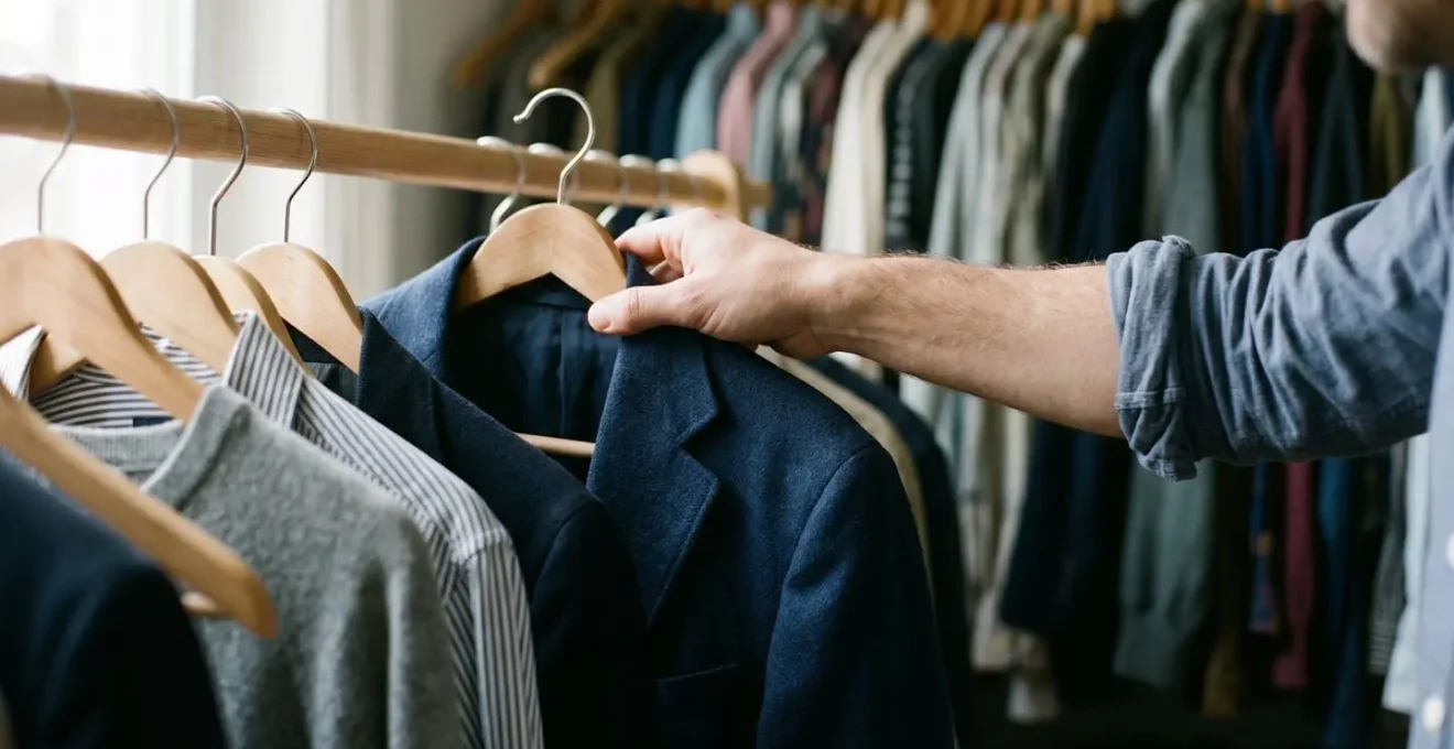 Organized closet showing frequently worn items prominently displayed